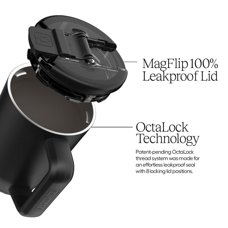 BrÃ¼Mate BrMate Mv - 15oz 100% Leak Proof Insulated Coffee Mug with Handle & Lid - Stainless Steel Coffee Travel Mug - Double Walled Coffee Cup (Guava) - Image 3