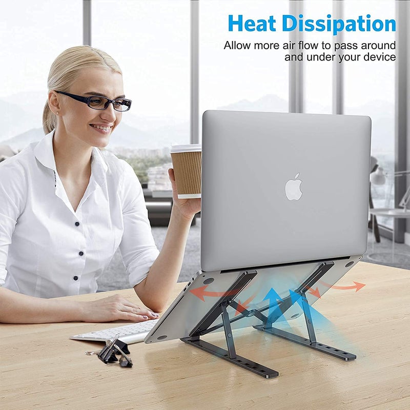 Vdhja Laptop Stand Adjustable for Desk Portable iPad Stand Computer Stand Plastic Laptop Riser Holder Foldable Laptop Cooling Stand Use MacBookiPad Pro AirNotebookTablet ABS Plastic - Image 4