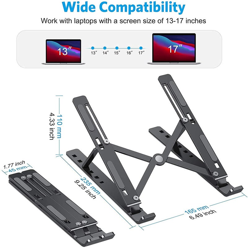 Vdhja Laptop Stand Adjustable for Desk Portable iPad Stand Computer Stand Plastic Laptop Riser Holder Foldable Laptop Cooling Stand Use MacBookiPad Pro AirNotebookTablet ABS Plastic - Image 5