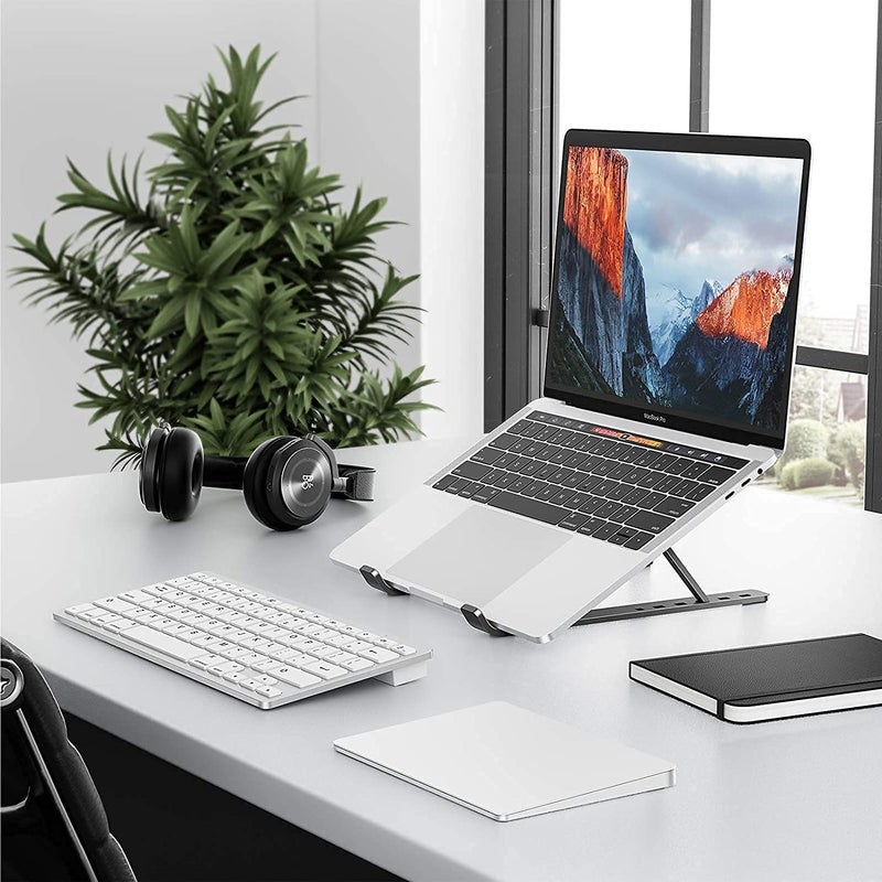 Vdhja Laptop Stand Adjustable for Desk Portable iPad Stand Computer Stand Plastic Laptop Riser Holder Foldable Laptop Cooling Stand Use MacBookiPad Pro AirNotebookTablet ABS Plastic - Image 3