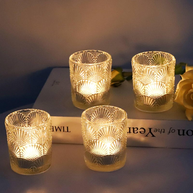 Woho 12Pcs Clear Votive Candle Holders Glass, Glass Tealight Candle Holder for Table Centerpiece, Vintage Tea Lights Candle Holder Decor for Wedding Table, Birthday Christmas Party - Image 1