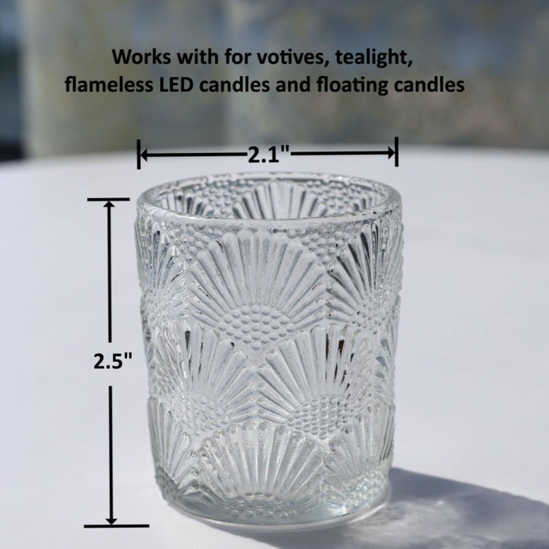 Woho 12Pcs Clear Votive Candle Holders Glass, Glass Tealight Candle Holder for Table Centerpiece, Vintage Tea Lights Candle Holder Decor for Wedding Table, Birthday Christmas Party - Image 5