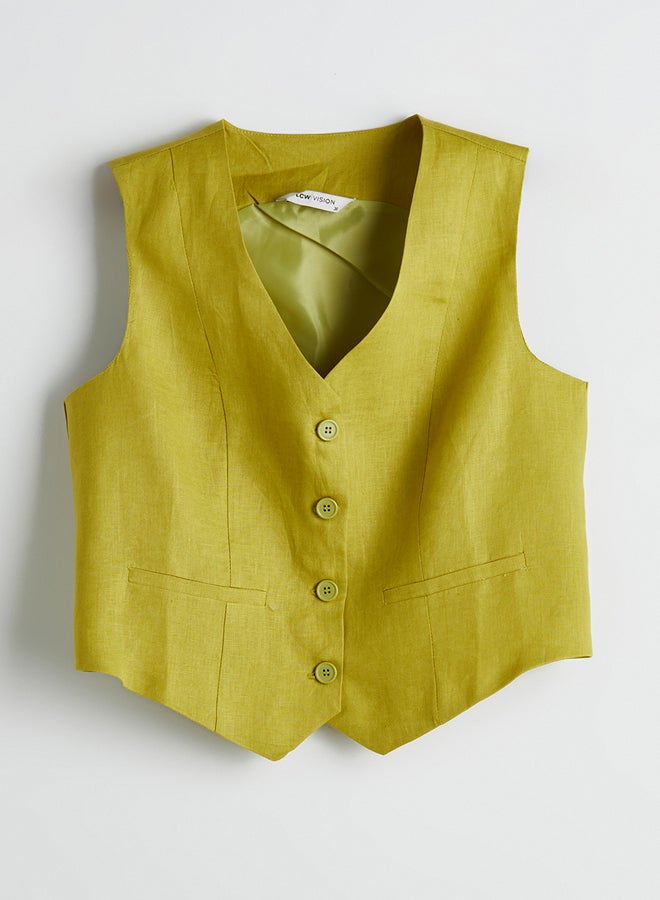 LC WAIKIKI V-Neck Linen Women's Classic Waistcoat  - Image 1