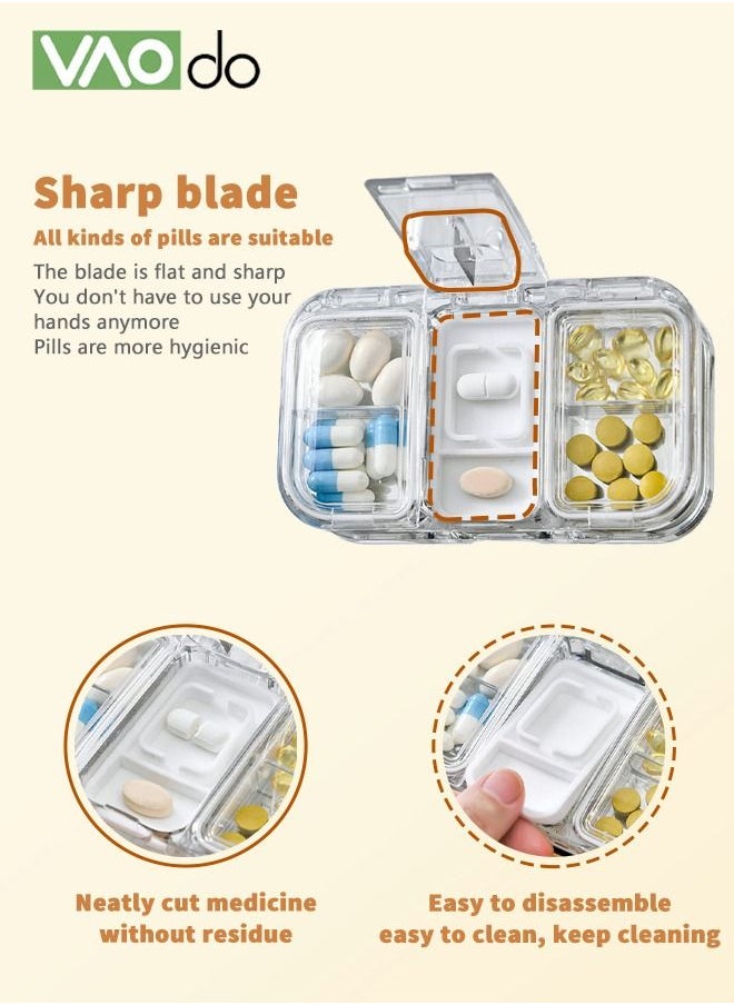 VAOdo Portable Pill Box Sealed Moisture-Proof Can be Divided with Medicine Cutter  - Image 3