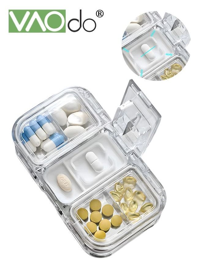 VAOdo Portable Pill Box Sealed Moisture-Proof Can be Divided with Medicine Cutter  - Image 1