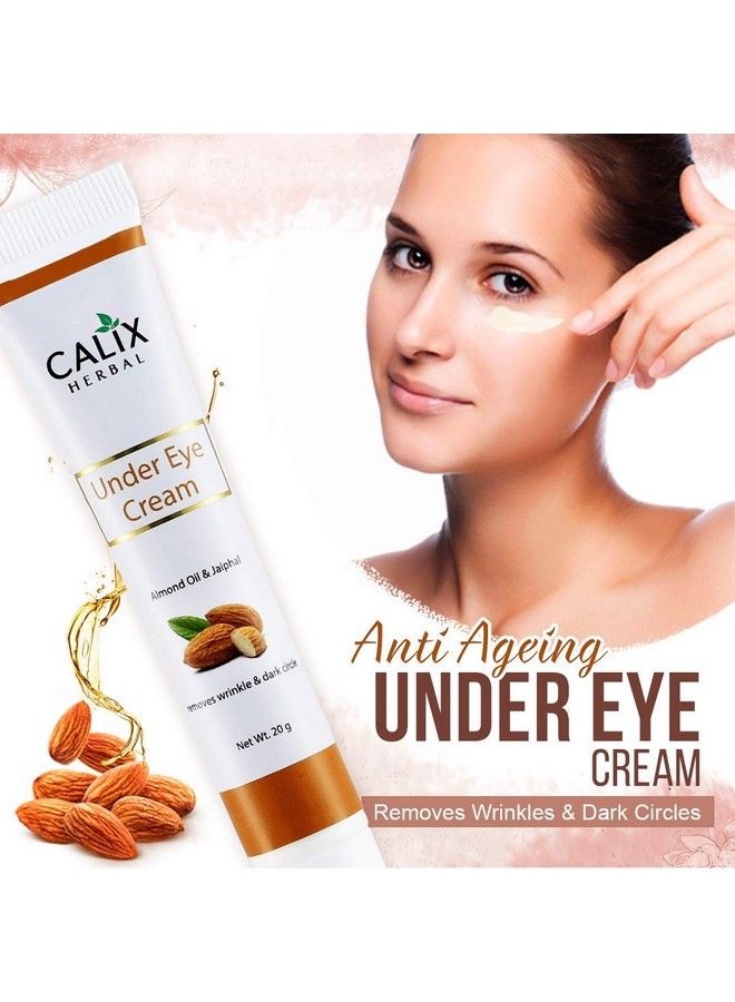 Calix Herbal Pure Organic & Ayurvedic Under Eye Cream To Reduce Dark Circles Puffiness Wrinkles And Bags With Almond Oil & Jaiphal Suitable For All Types Of Skin (20 Gm) - Image 3