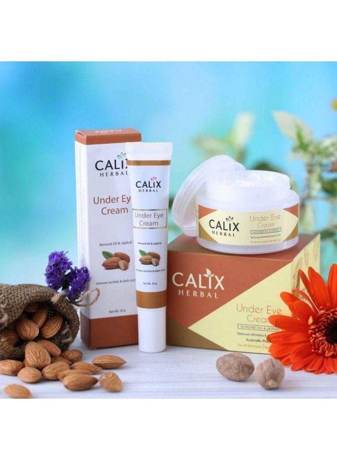 Calix Herbal Pure Organic & Ayurvedic Under Eye Cream To Reduce Dark Circles Puffiness Wrinkles And Bags With Almond Oil & Jaiphal Suitable For All Types Of Skin (20 Gm) - Image 4