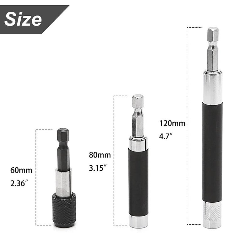 Saipe Magnetic Screw Drive Guide Drill Bit Tip Holder Screwdriver Bit Holder Drill Bit Extension Bar Drill Screw Adapter with 1/4 Inch Hex Shank, Set of 3 - Image 2