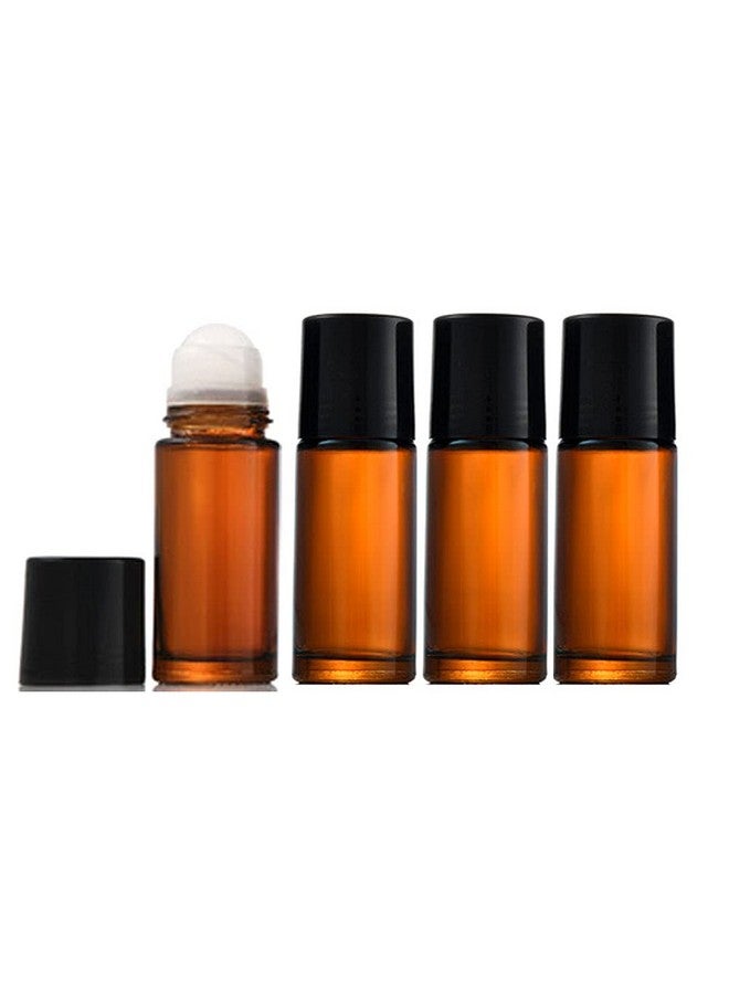 Wresty 1.7 Oz 50Ml Glass Roll On Bottles Empty Deodorant Bottles Leakproof Diy Deodorant Container Amber Glass Roller Bottles For Essential Oils Perfume Cosmetics Sunscreen Moisturizer - Image 1