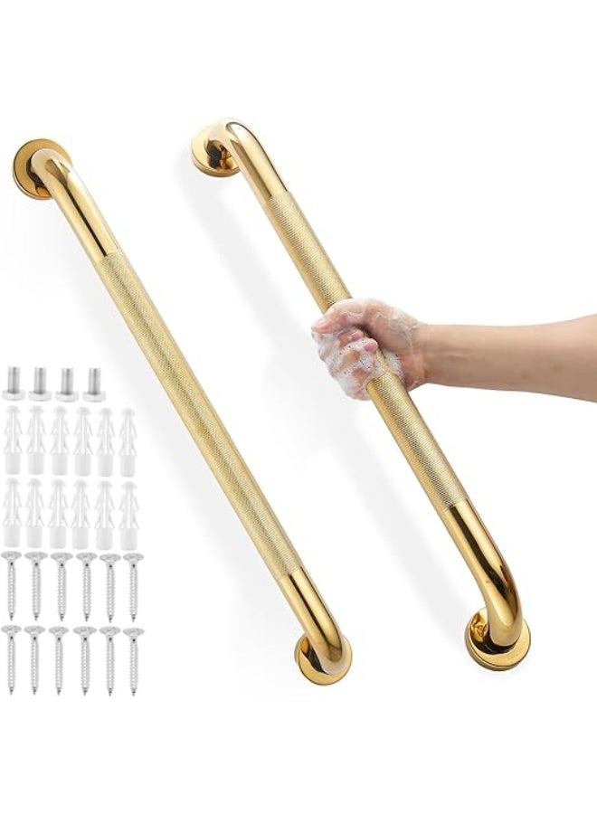 Grab Bars for Shower, Zynuhmo 2 Pack 24 Inch Anti Slip Safety Grab Bar 1.25" Diameter Stainless Steel Shower Handrails for Handicap Injury Pregnant Senior Assist Bath Shower Handles(Titanium Gold) - Image 1