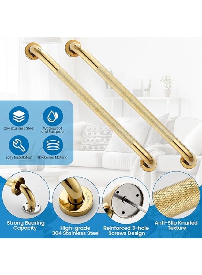 Grab Bars for Shower, Zynuhmo 2 Pack 24 Inch Anti Slip Safety Grab Bar 1.25" Diameter Stainless Steel Shower Handrails for Handicap Injury Pregnant Senior Assist Bath Shower Handles(Titanium Gold) - Image 3
