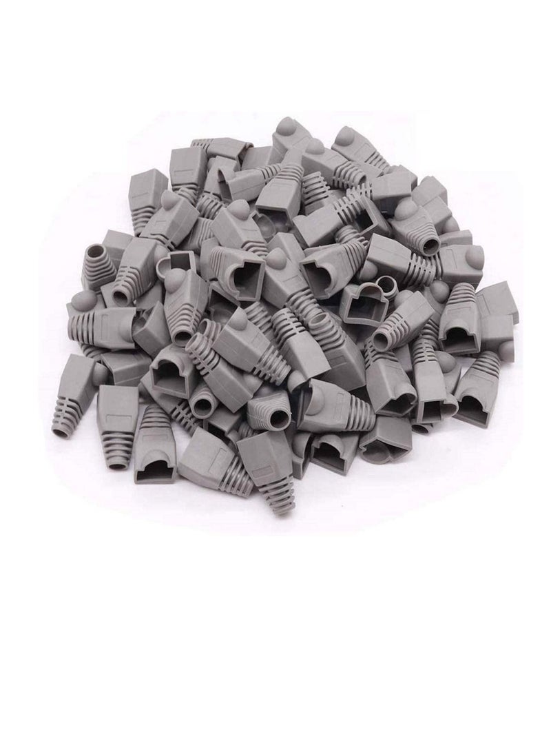 Ethernet RJ45 Cable Connector Boots Silicon Cover Strain Relief Boots CAT5 CAT5E CAT6 CAT6E Grey  Pack of 50 - Image 1