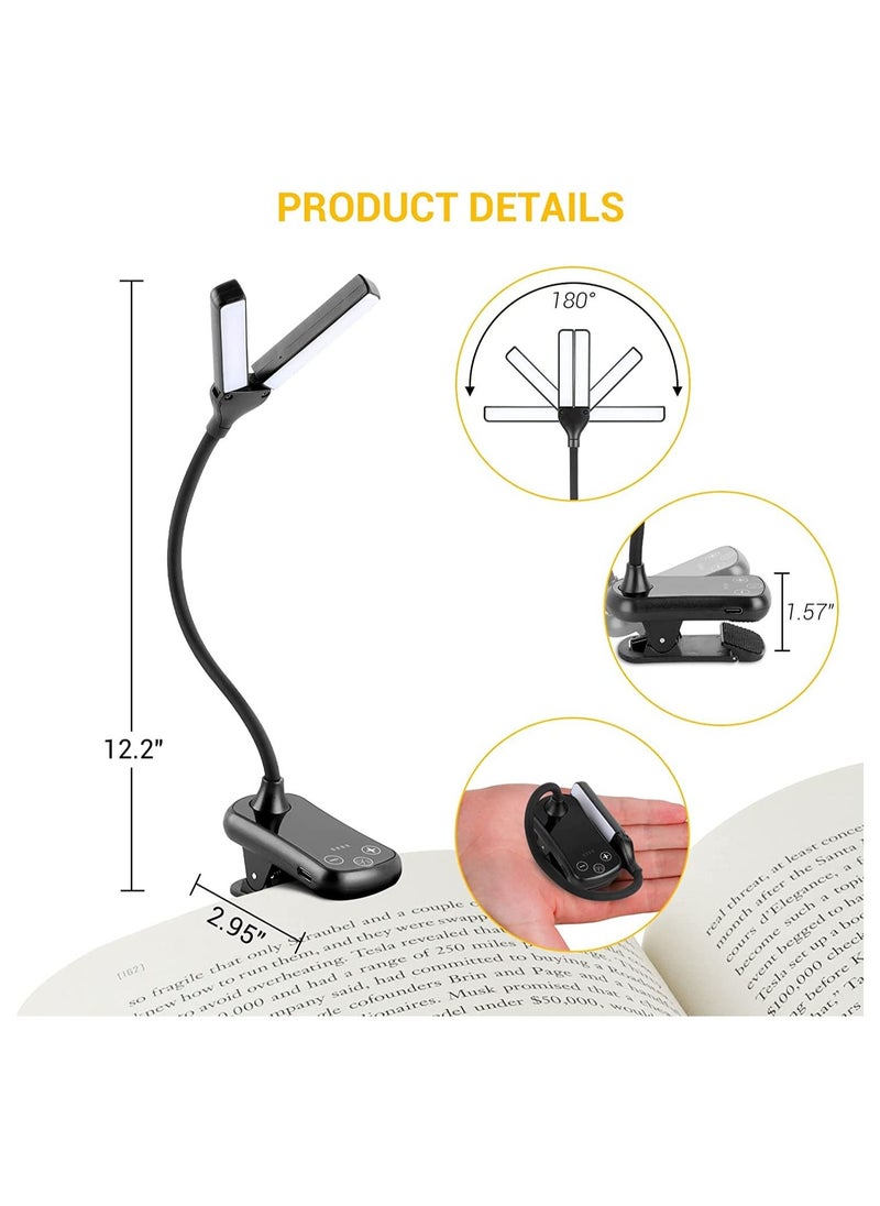 Generic - 14 LED Book Light, Book Light for Reading in Bed, Touch Control Reading Light with 3 Colors & 8 Brightness, Reading Lights for Books in Bed, Portable & Adjustable Rechargeable Reading Lamp - Image 1