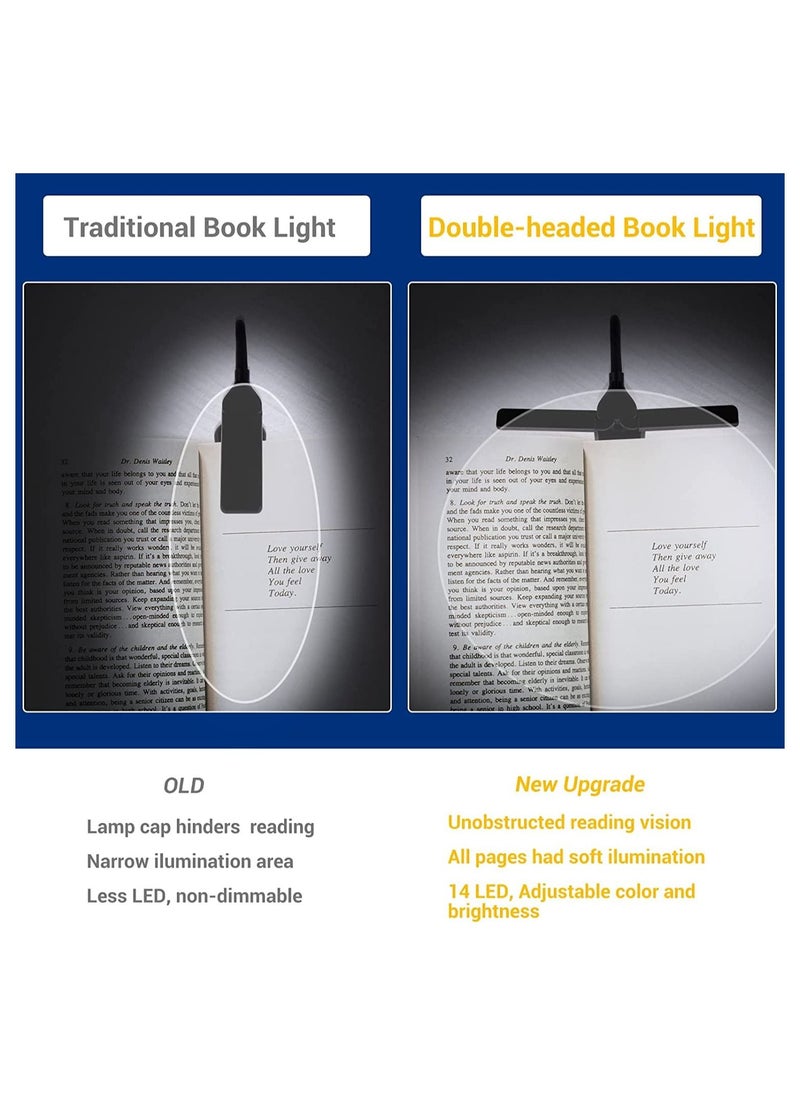 Generic - 14 LED Book Light, Book Light for Reading in Bed, Touch Control Reading Light with 3 Colors & 8 Brightness, Reading Lights for Books in Bed, Portable & Adjustable Rechargeable Reading Lamp - Image 1