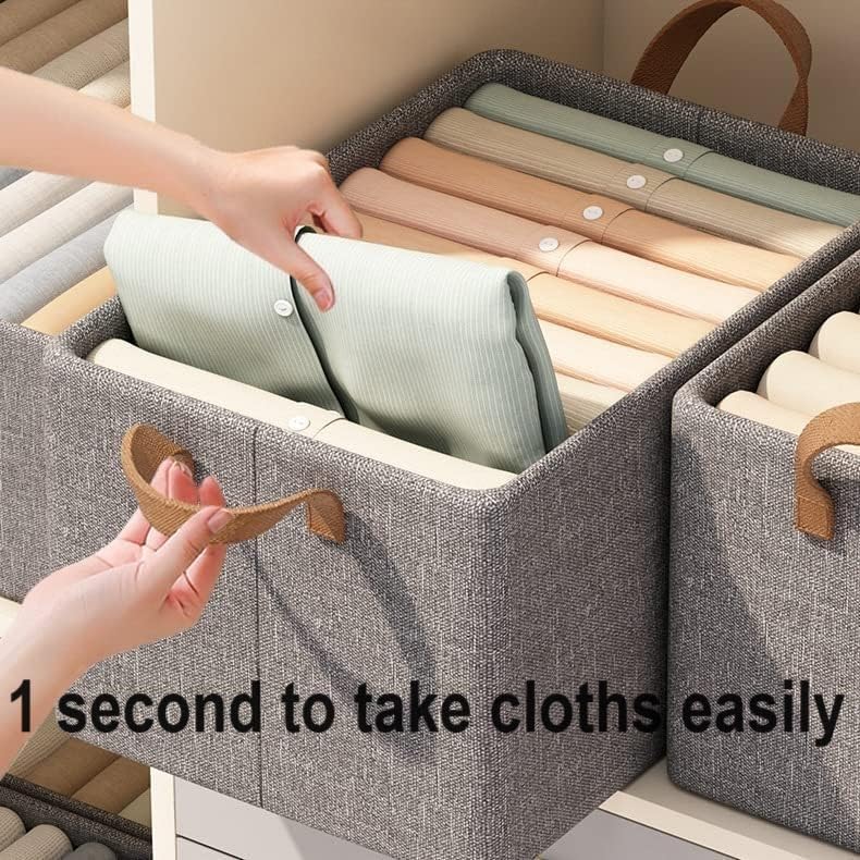 Viulvuk VIULVUK Durable Wardrobe Organizer for Clothes with Metal Frame Foldable Large Rectangle Basket with Handle Collapsible Fabric Storage Box for Cloth Jeans Pants Sweater Books Toys Pack of 1 - Image 2