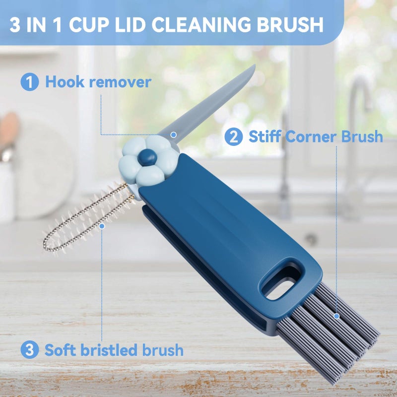 Nodirz 3 in 1 Cup Lid Gap Cleaning Brush Set, Multifunctional Bottle Cleaning Brush, Cup Lid Gap Cleaner, Home Kitchen Crevice Cleaning Brush Tools (Black+Blue+Green) - Image 4