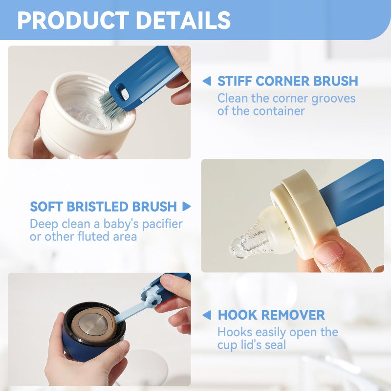 Nodirz 3 in 1 Cup Lid Gap Cleaning Brush Set, Multifunctional Bottle Cleaning Brush, Cup Lid Gap Cleaner, Home Kitchen Crevice Cleaning Brush Tools (Black+Blue+Green) - Image 5
