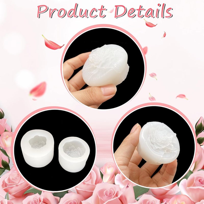 Skytail 3D Rose Flower Silicone Candle Mould For Making Scented Candle Waxmelts Aromatherapy Clay Craft Soap Bath Bomb Resin Casting Home Decoration Chocolate Baking Cakes Candy Muffin Cupcake Dessert Mold - Image 3