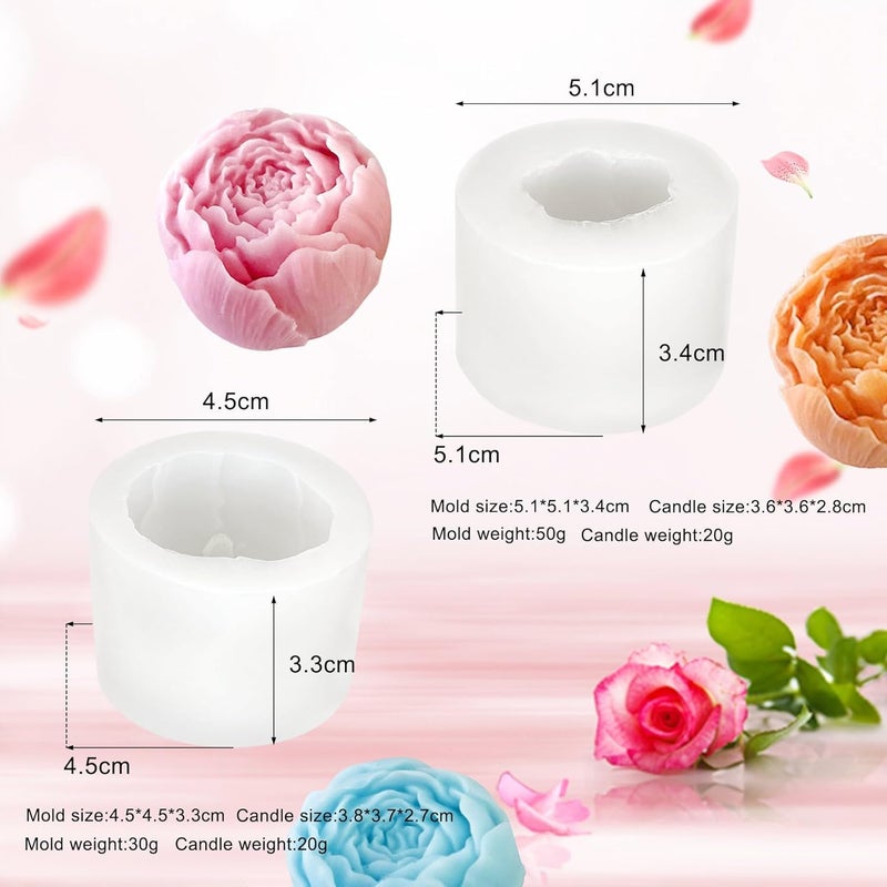 Skytail 3D Rose Flower Silicone Candle Mould For Making Scented Candle Waxmelts Aromatherapy Clay Craft Soap Bath Bomb Resin Casting Home Decoration Chocolate Baking Cakes Candy Muffin Cupcake Dessert Mold - Image 2