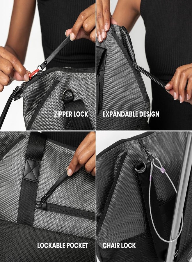 Sherpani Eclipse, Anti Theft Tote Bag, Travel Crossbody Bag, Lightweight Teacher Tote, 12L Shoulder Purse, Handbags for Women, Metal Hardware, Travel Gift (Straw Signature) - Image 4