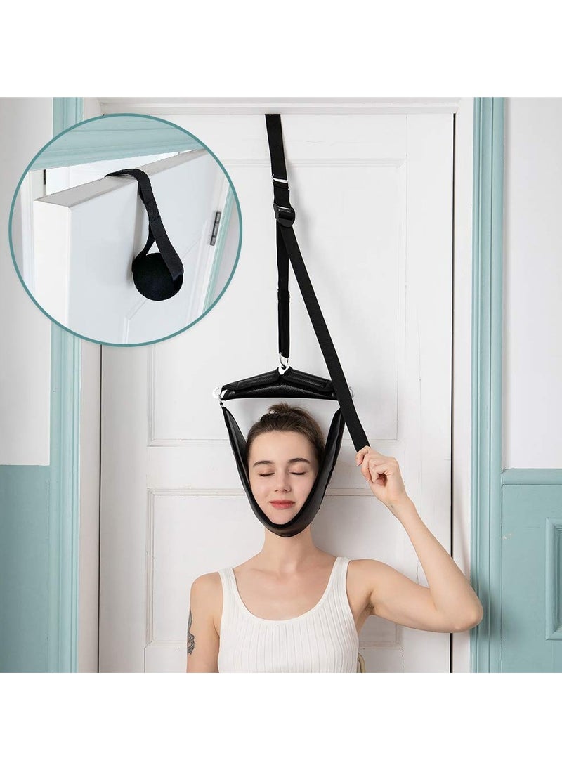 CMGTYYD - Cervical Neck Traction Device for Home Use, Portable Over Door Device for Neck Pain Relief, Overhead Traction Stretcher Home Physical Therapy for Arthritis, Disc Bulges and Spinal Decompression, Black - Image 1