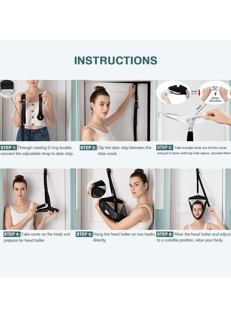 CMGTYYD - Cervical Neck Traction Device for Home Use, Portable Over Door Device for Neck Pain Relief, Overhead Traction Stretcher Home Physical Therapy for Arthritis, Disc Bulges and Spinal Decompression, Black - Image 1