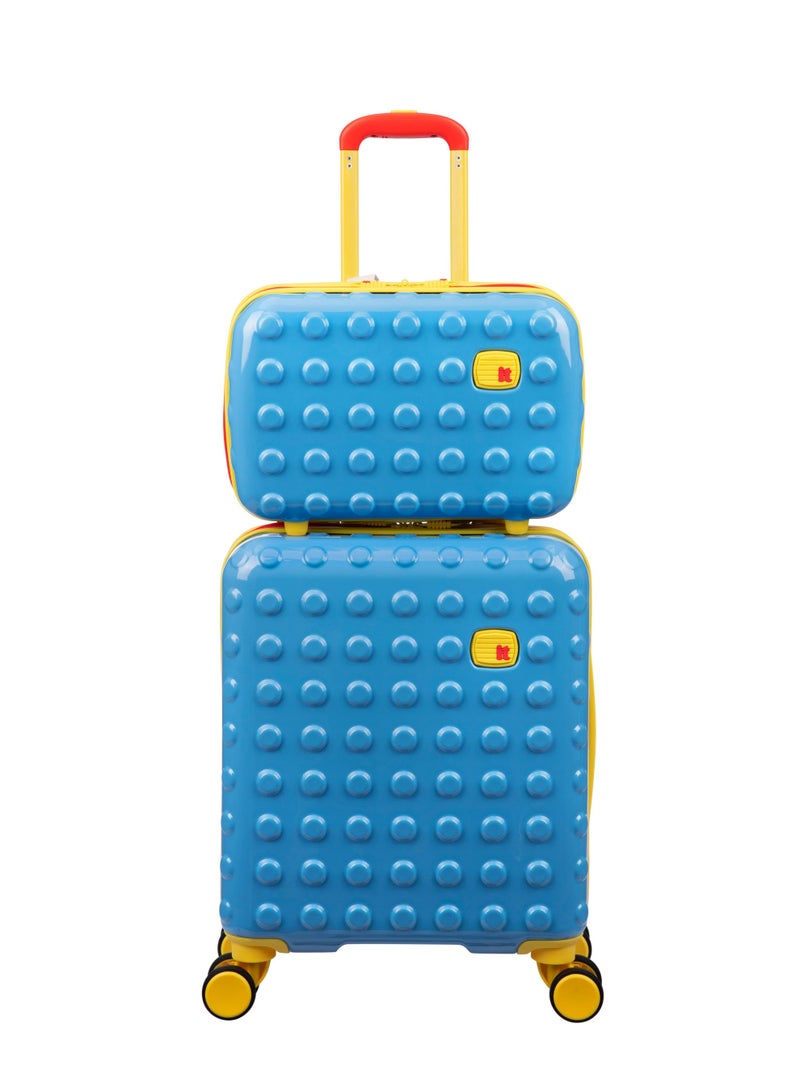 it Luggage حقيبة سفر للأطفال من طراز بوبل بلوك، معتمدة من مجلس رعاية الغابات، حقيبة سفر للجنسين، حقيبة يد للأطفال بتصميم فقاعي، غلاف خارجي صلب من مادة ABS، سعة 32 لترًا، وزن 2.73 كجم (لون بوني الأزرق) - Image 1
