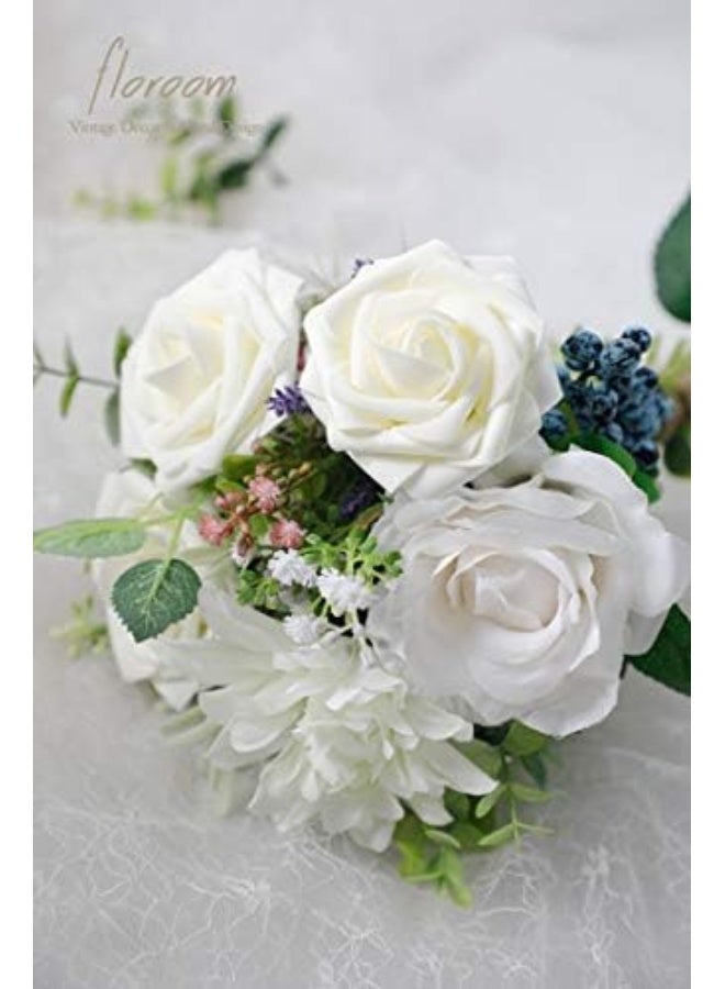 Artificial Flowers 25pcs Real Looking Fake Roses with Stems for DIY Wedding Bouquets White Bridal Shower Centerpieces Arrangements Party Tables Decorations - Image 5