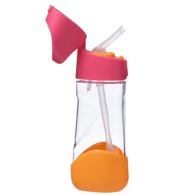 B.Box Big Kids Tritanâ„¢ Drink Bottle with Straw | Leakproof Push Button Lid | Ergonomic Triangle Grip for Preschool & Young Kids | BPA-Free Reusable Water Bottle | 450ml-Strawberry Shake - Image 1