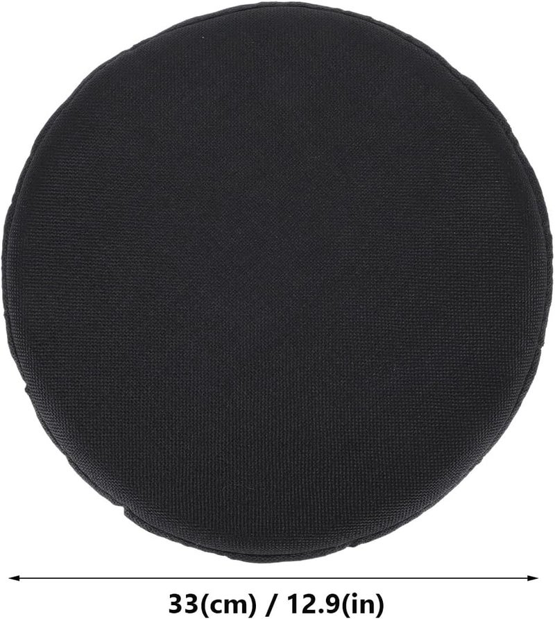 Uonlytech Black Thickened Round Stool Cover 2cm Padding Elastic Stretch Cloth Chair Seat Cushion Protector for Bar Stool, Diameter 33cm, Detachable and Washable Slipcover for Home - Image 2
