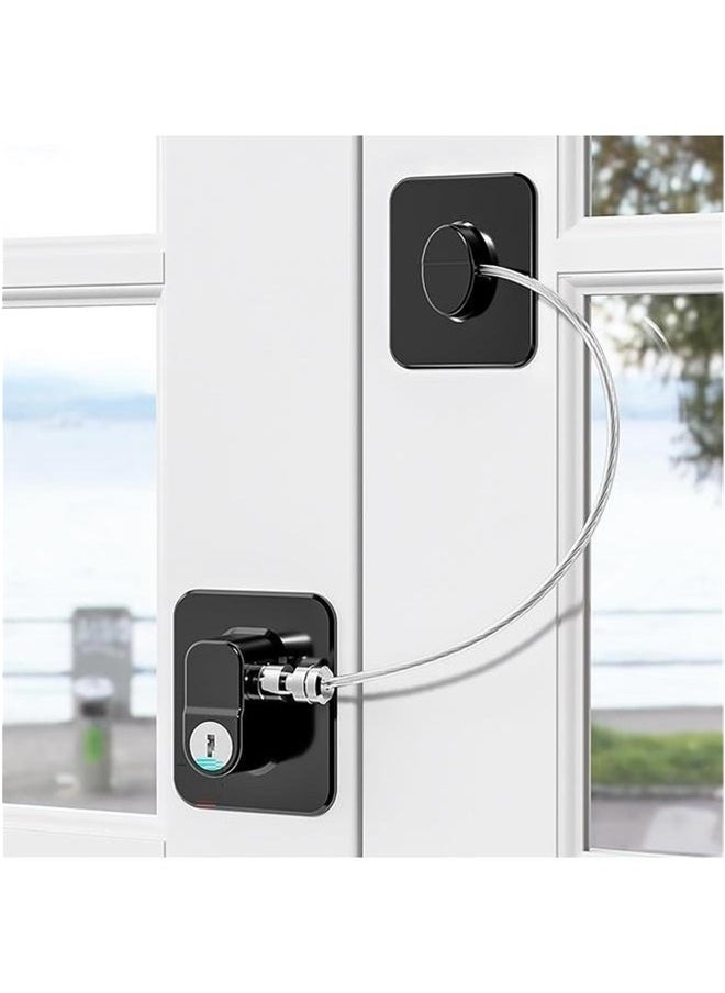 yongsheng Safety Cable Fridge Window Lock With Key Set- Refrigerator Locks with Keys,Freezer Lock and Child Safety Cabinet Lock,Black Fridge Lock, Fridge Lock with Key, Baby Proof Child Safety Refrigerator Freezer Lock for Kids and Adults(Rectangle Black)  - Image 3