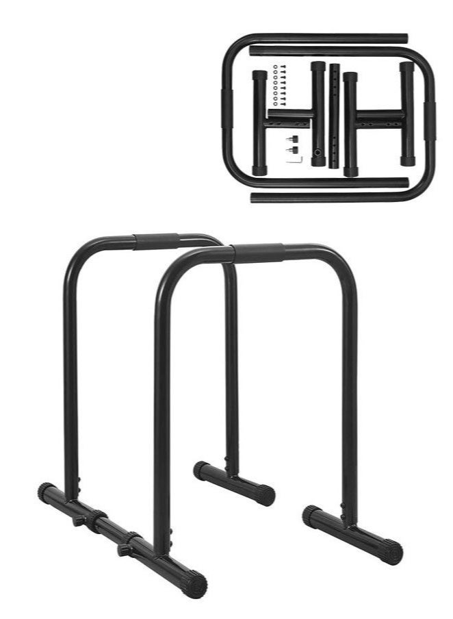 WALALLA Station Functional Heavy Duty Dip Stands Squat Rack,Built Bars, Pull Up Bar, Parallel Bars, Fitness Workout Dip bar Station Stabilizer Parallette Push Up Stand,Height Adjustable 80-90cm,Workout Equipment for Home Gym - Image 1