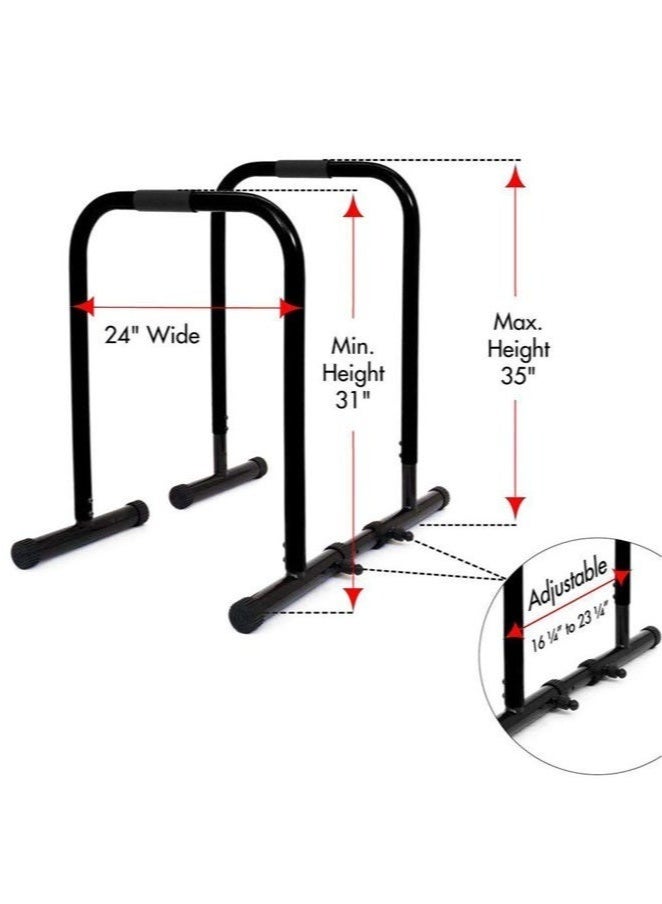 WALALLA Station Functional Heavy Duty Dip Stands Squat Rack,Built Bars, Pull Up Bar, Parallel Bars, Fitness Workout Dip bar Station Stabilizer Parallette Push Up Stand,Height Adjustable 80-90cm,Workout Equipment for Home Gym - Image 5
