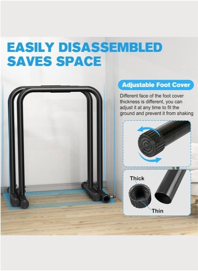 WALALLA Station Functional Heavy Duty Dip Stands Squat Rack,Built Bars, Pull Up Bar, Parallel Bars, Fitness Workout Dip bar Station Stabilizer Parallette Push Up Stand,Height Adjustable 80-90cm,Workout Equipment for Home Gym - Image 4