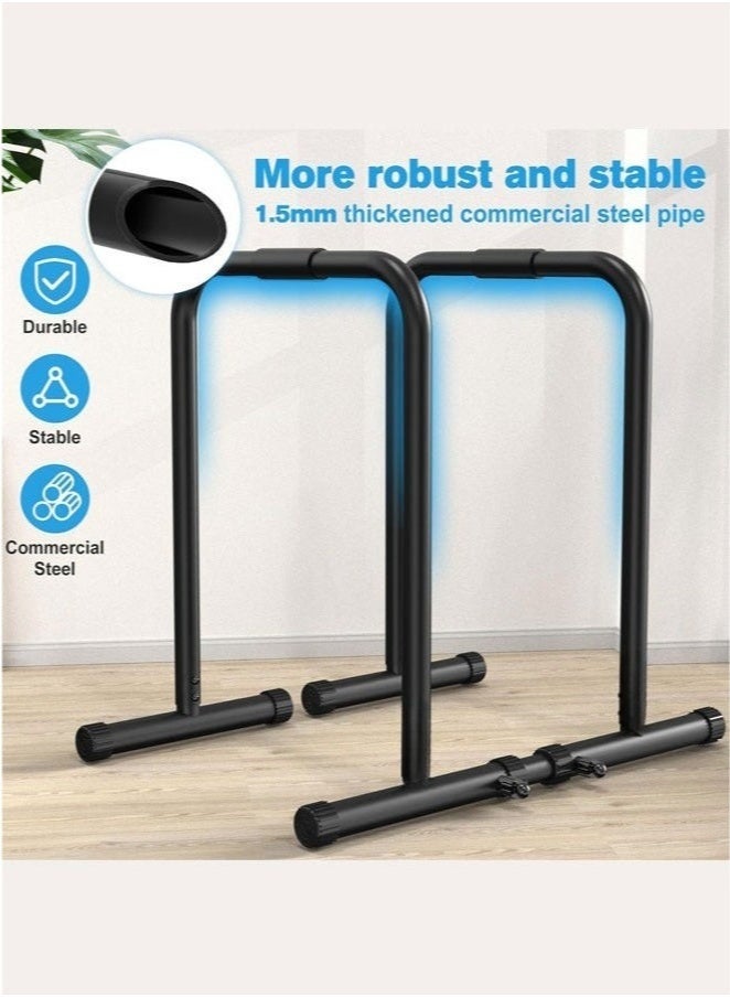 WALALLA Station Functional Heavy Duty Dip Stands Squat Rack,Built Bars, Pull Up Bar, Parallel Bars, Fitness Workout Dip bar Station Stabilizer Parallette Push Up Stand,Height Adjustable 80-90cm,Workout Equipment for Home Gym - Image 2