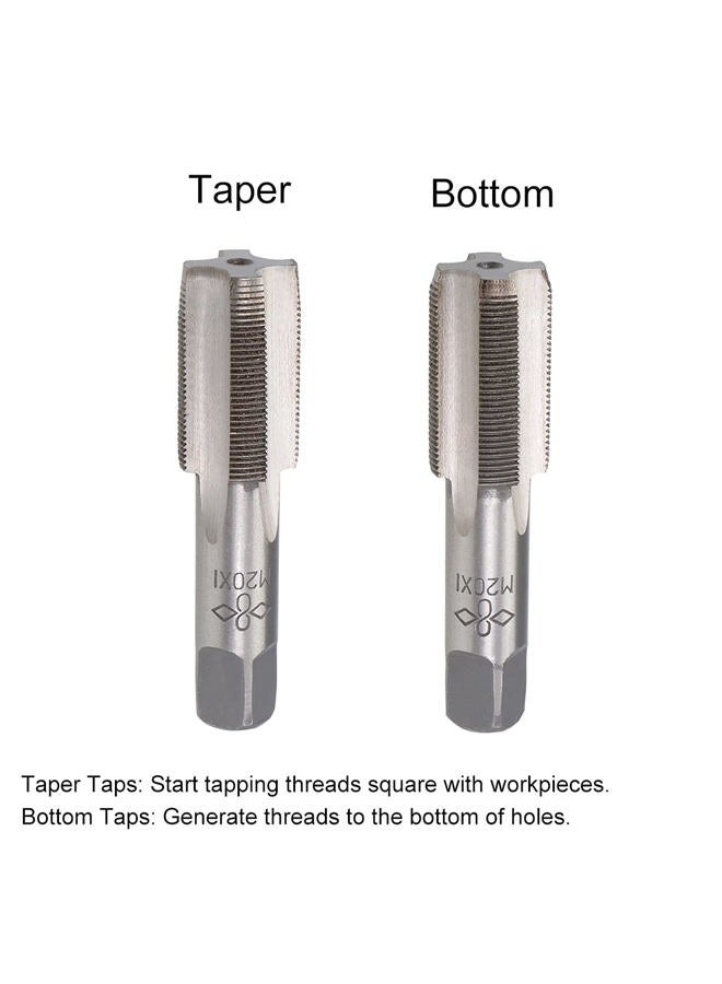 uxcell Metric Hand Tap M20 Thread 1 Pitch 4 Straight Flutes H2 Alloy Tool Steel 1 Pair - Image 3