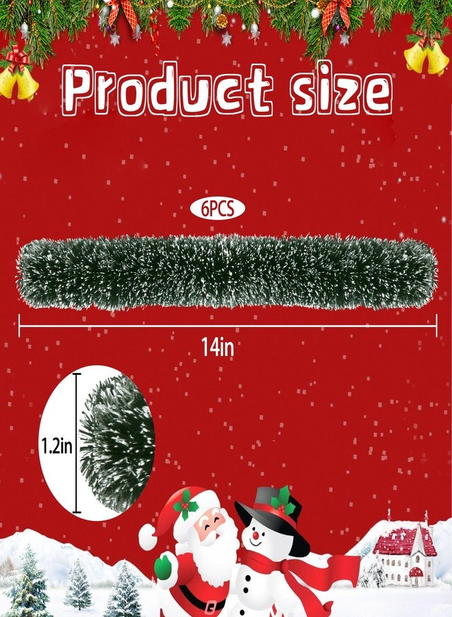 Watayo 6 Pcs Christmas Village Hedges, 14" Extra Length Flexible Sisal Hedge, Winter Micro Landscape Xmas Village Decor Accessories for DIY Snow Scenes, Craft Display, Table Decoration - Image 2