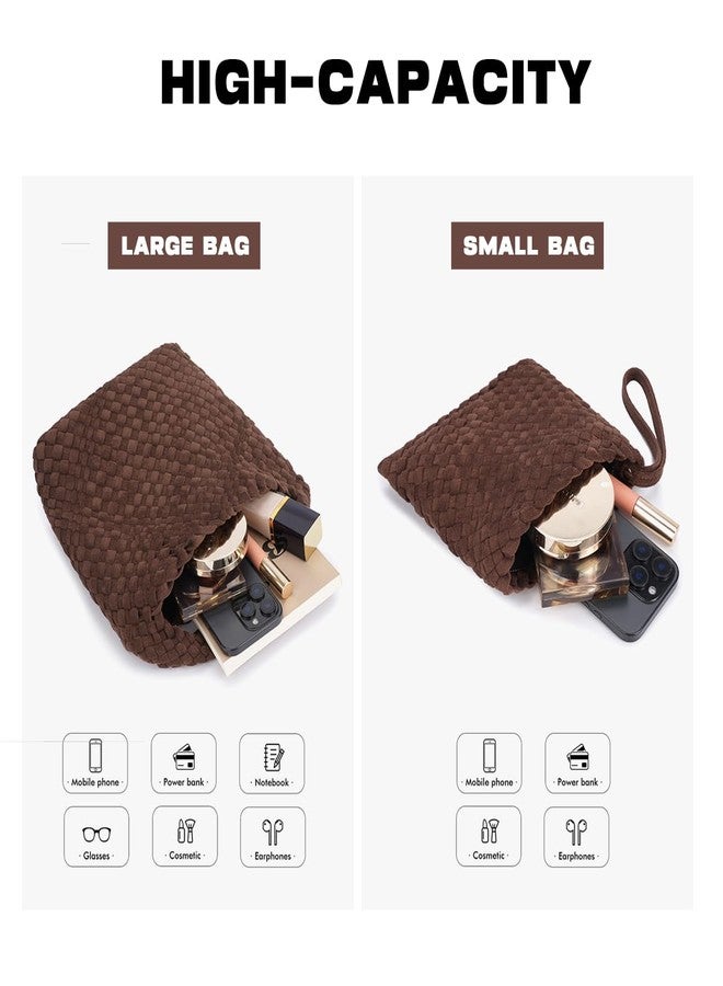 PHILOMENA Suede Hobo Bag for Women, Retro Slouchy Tote Bag with Small Pouch Purse Designer Fall Winter Woven Shoulder Handbags (Light Coffee) - Image 3