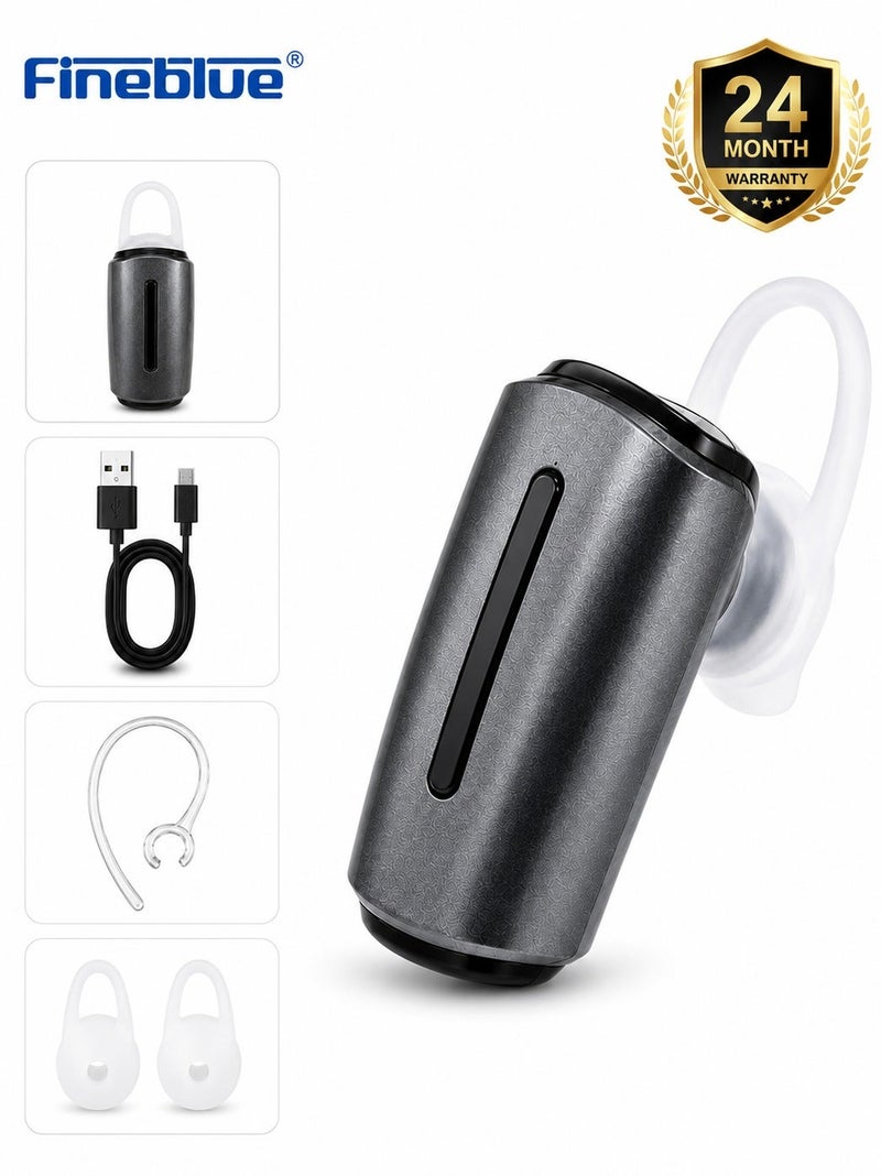 Fineblue Bluetooth Wireless Earpiece V5.4 Mono Headset with HD Clear Calls, Noise Reduction Microphone, Hands-Free Calling, Multipoint Pairing, Lightweight Ear Hook, Voice Prompt, Long Battery Life, Universal Compatible for Android & iOS Devices - Image 1