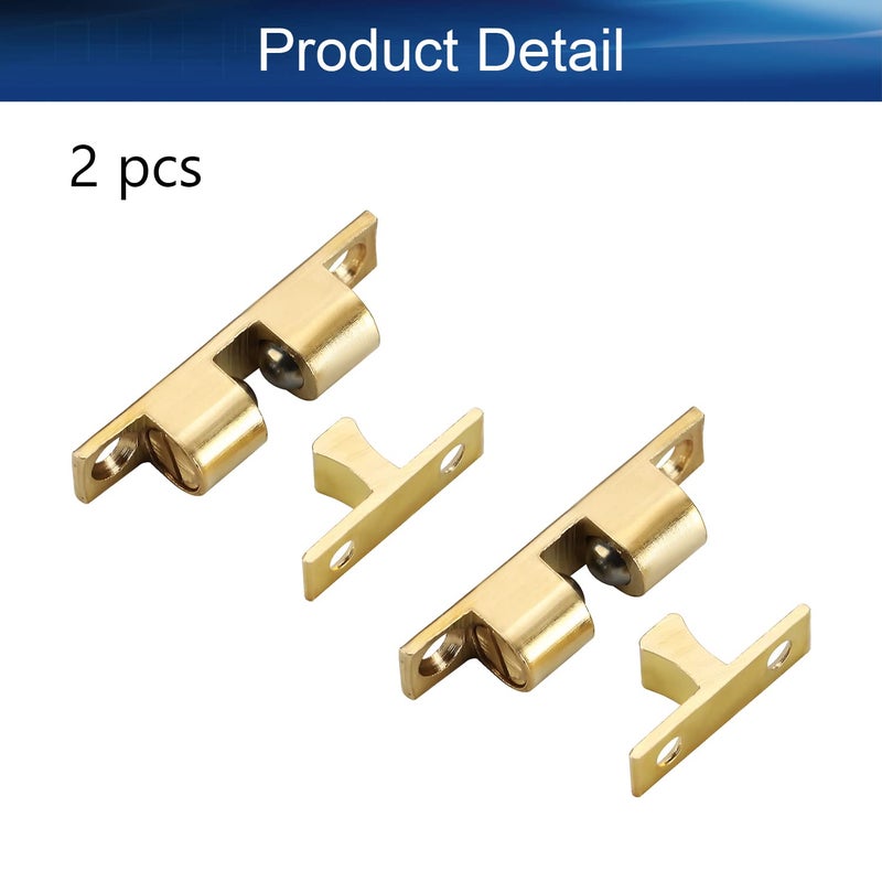 Yinpecly Yinpecly 2pcs Brass Cabinet Door Closet Double Ball Tension Latch Catch Hardware Fitting for Cabinet Closet Furniture Door 138 inch Length Copper Tone  - Image 2