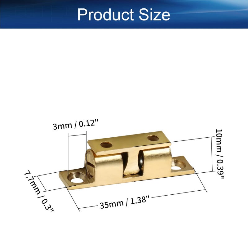 Yinpecly Yinpecly 2pcs Brass Cabinet Door Closet Double Ball Tension Latch Catch Hardware Fitting for Cabinet Closet Furniture Door 138 inch Length Copper Tone  - Image 4