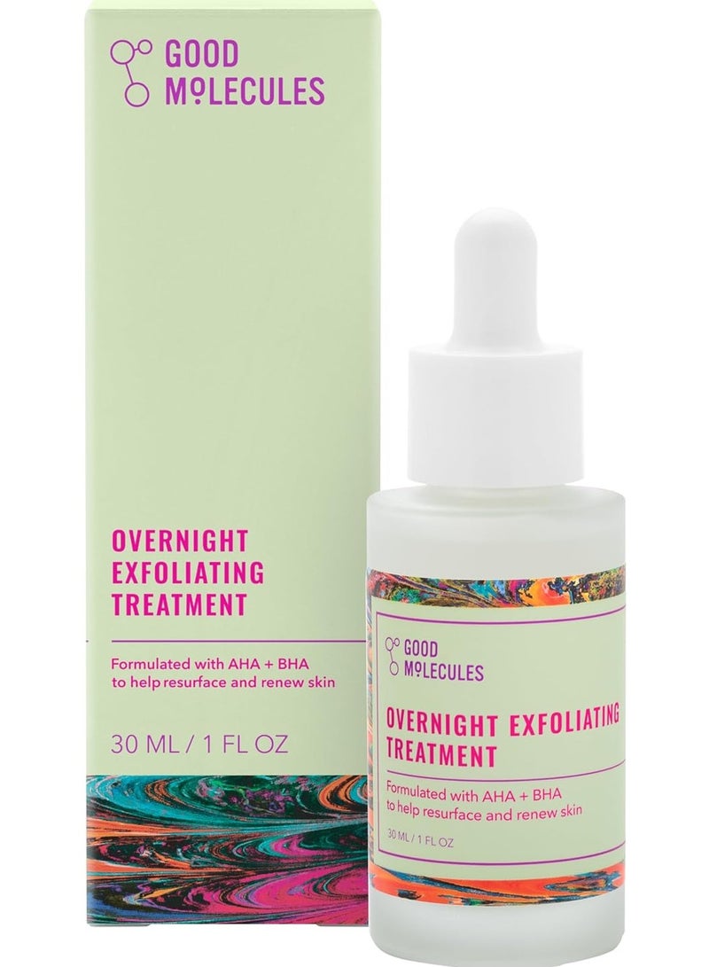 Good Molecules علاج مقشر ليلي 30 مل/1 أونصة - مقشر للوجه مع حمض ألفا هيدروكسي ليعود إلى السطح من أجل توحيد اللون والملمس - يقلل المسام، العناية بالبشرة المضادة للشيخوخة للوجه مع حمض الساليسيليك - Image 3
