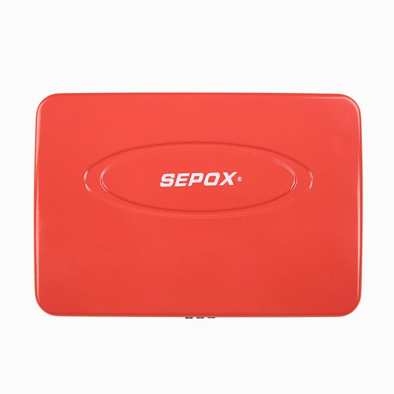 SEPOXÂ® Water/Fire-Resistant Portable Security Case Lock Box Steel, Small Personal Travel Safe Storage Cabinet, 3-Ft Cable, Ressetable Combination Lock for Dorm, Car, Sports, Office, Red - Image 4