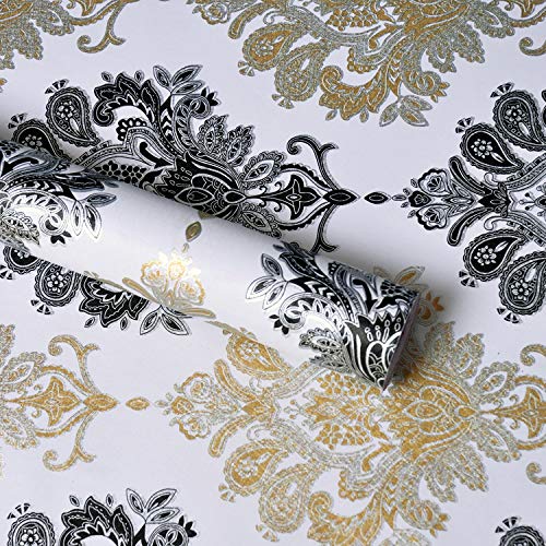 Wollzo Black and Gold Self Adhesive wallpape (45 x 500 cm) - Image 5