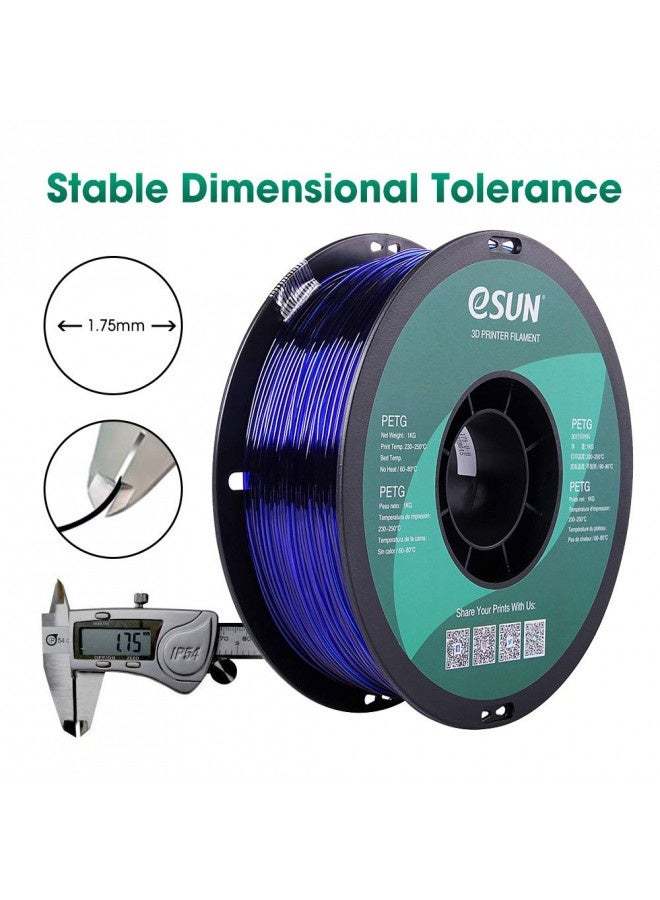 Esun 3D 1.75Mm Petg Blue Filament 1Kg (2.2Lb), Petg 3D Printer Filament, 1.75Mm Semi-Transparent Blue - Image 1