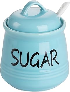 HAOTOP HAOTOP Porcelain Sugar Bowl with Lid and Spoon 12oz (Turquoise)  - Image 1