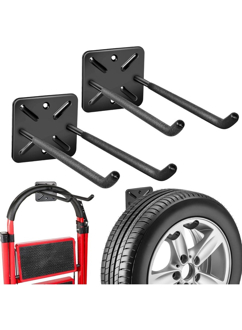 2PCS Heavy Duty Garage Hooks and Tool Organizer, Wall Mount Utility Storage Hangers for Car Tires, Ladders, Chairs Rack, Garden Tools, Power Tools and More(12.4 Inches) - Image 1