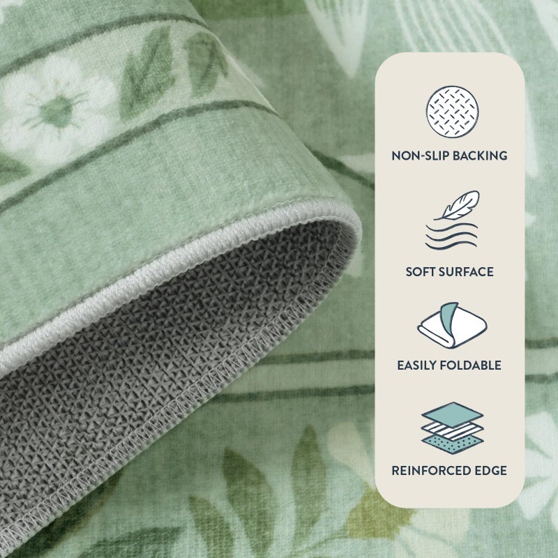 Anidaroel Sage Green Botanical Washable Rugs 5x7, Non-Slip Large Area Rug for Living Room, Soft Modern Rugs for Bedroom Aesthetic, Stain Resistant Dining Room Mat Carpet for Dorm Playroom - Image 5