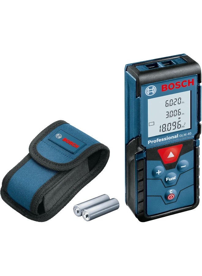 Bosch - Glm 40 Multi-Use Laser Measurement, Measuring Up To 40 M, Memory Function Saves The Last 10 Measurements, Power Supply 2 X 1.5 V Lr03 (Aaa)