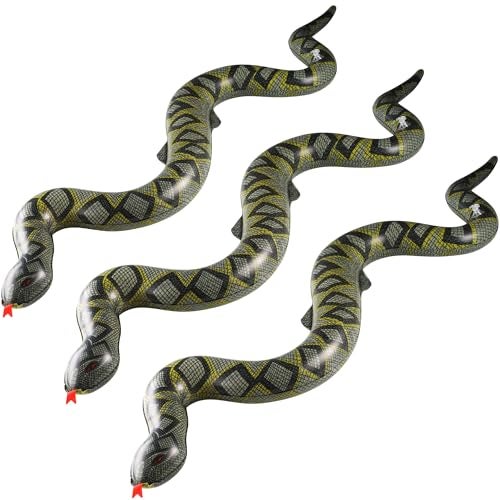 Bedwina Inflatable Fake Snake Toys 3 Pack 39 Inch Blow Up Snakes for Pool Floats Jungle Party Rainforest Reptile Safari Theme Inflatable Animal Party Decorations Supplies - Image 1